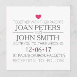 Convite para casamento moderno com corações