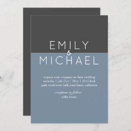 Convite para Casamento Moderno de Aço Azul - Negri