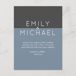 Convite para Casamento Moderno de Aço Azul-Orçamen