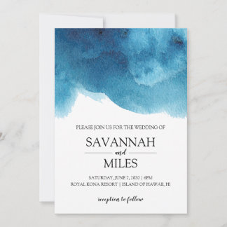 Convite para Casamento Moderno de Aquarela do Ocea
