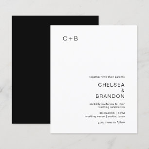 Convite para Casamento Moderno de Chelsea Black e 