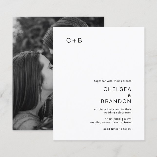 Convite para Casamento Moderno de Chelsea Black e  (Frente/Verso)