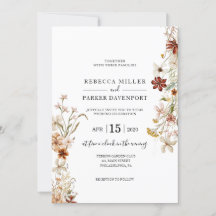 Convite para casamento moderno de flor selvagem