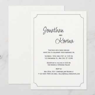 Convite para Casamento Moderno de Ivory