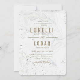 Convite para Casamento Moderno de Marble | DOURADO