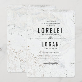 Convite para Casamento Moderno de Marble | Preto