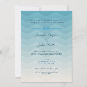 Convite para Casamento Moderno do Blue Ombre Paste