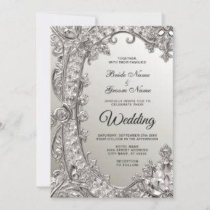 Convite para Casamento Moderno do Ornamentado Silv