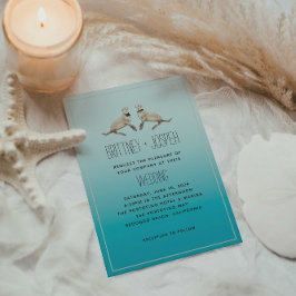 Convite para Casamento Moderno do Sea Lions Blue