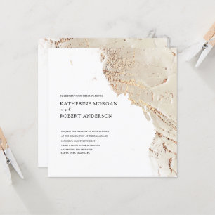 Convite para Casamento Moderno Dourado Texturizado