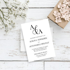 Convite para casamento moderno e ampersor preto e 