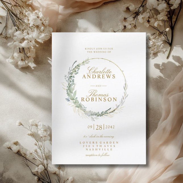 Convite para casamento moderno e elegante de eucal (Modern Elegant Eucalyptus Wedding Invitation. Prints & Instant Download.)