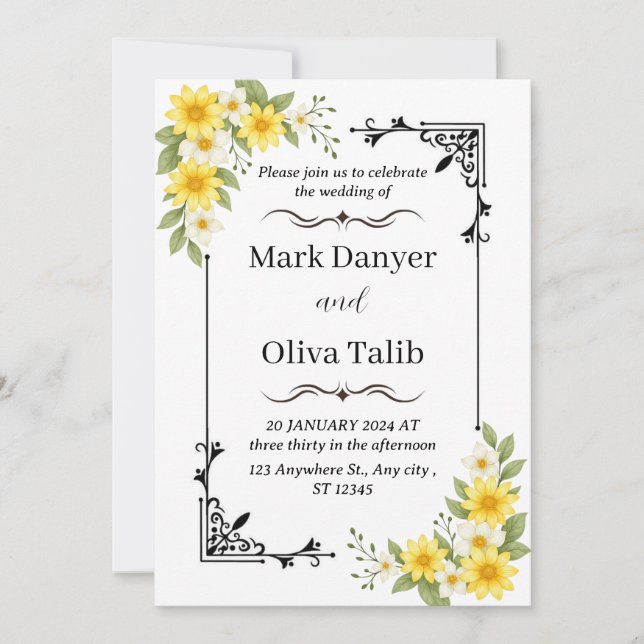 Convite para casamento moderno | Elegante e person (Frente)