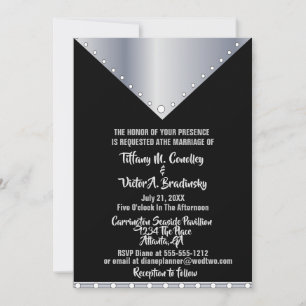 Convite para Casamento Moderno Elegante Negro e Pr