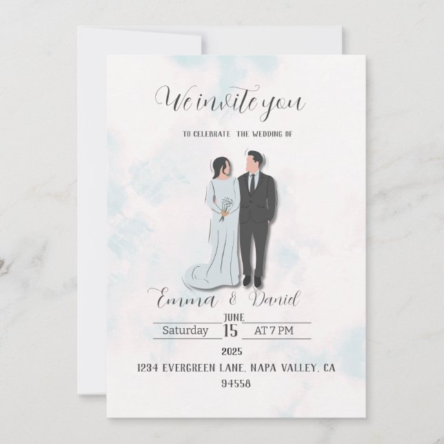 Convite para Casamento Moderno Elegante | Simples  (Frente)