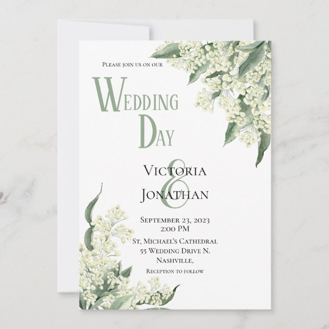 Convite para Casamento Moderno Floral Watercolor (Frente)