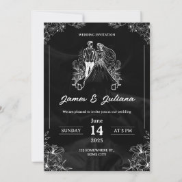 Convite para Casamento Moderno Negro e Branco