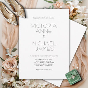 Convite para casamento moderno preto e branco