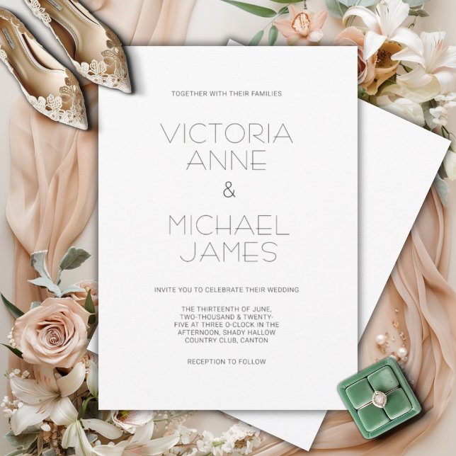 Convite para casamento moderno preto e branco (Criador carregado)