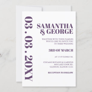 Convite para Casamento Moderno Roxo Retro