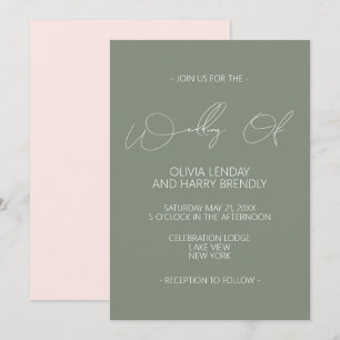 Convite para casamento moderno Sage Green Blush