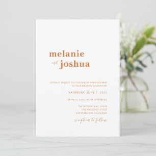 Convite para Casamento Moderno Simples Laranja d