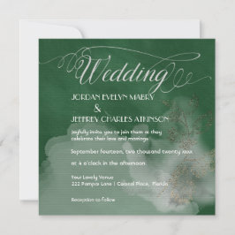 Convite para casamento moderno verde atmosférico