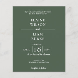 Convite para Casamento Moderno Verde Simples