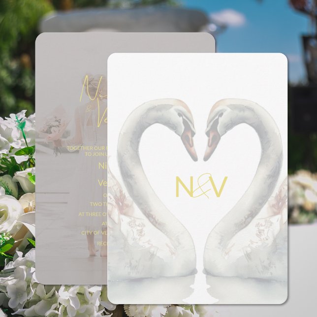 Convite para Casamento Monograma (Monogram Wedding Invitation (front and back))