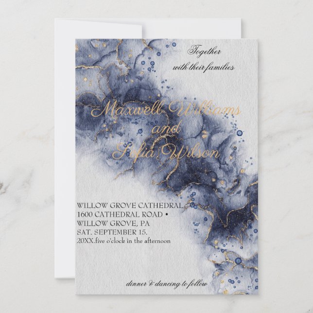 Convite para Casamento Moody Painterly Watercolor (Frente)