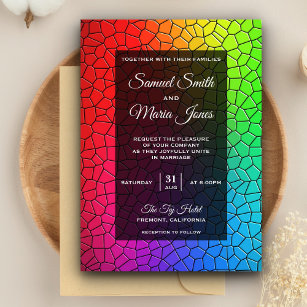 Convite para Casamento Mosaico de Vidro Colorido