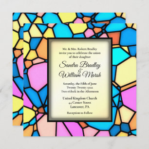 Convite para Casamento Mosaico de Vidro Cortado