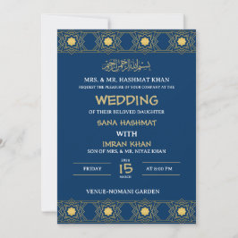 Convite para Casamento Muçulmano Tradicional Blue