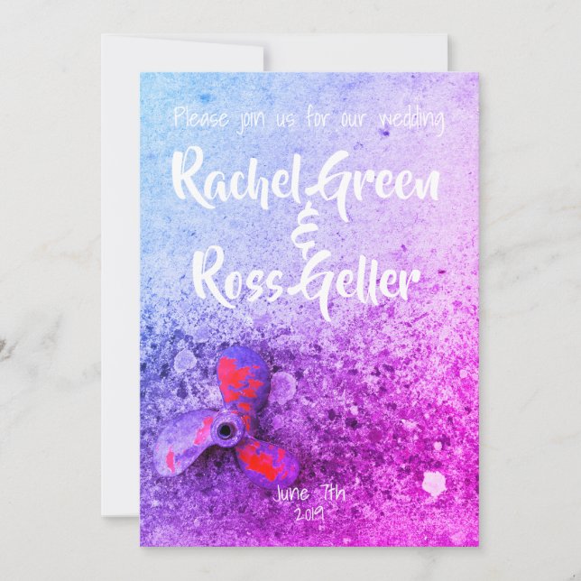 Convite para casamento náutico da Vintage (Frente)