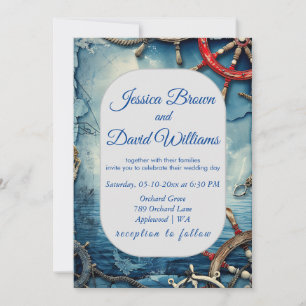 Convite para Casamento Náutico Russo Chic