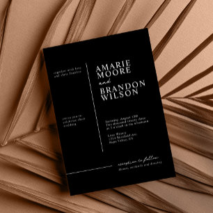 Convite para Casamento Negro com Tipografia Mínima
