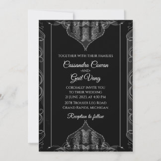 Convite para Casamento Negro de Luxo