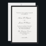 Convite para Casamento Negro de Script Clássico<br><div class="desc">Convite de casamento elegante com roteiro clássico e texto simples. Introdução geral: o prazer de sua empresa é pedido no casamento de...  Texto preto sobre fundo branco dentro de uma borda preta. As costas são pretas.</div>