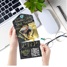 Convite para Casamento Negro Dourado de Diamante M