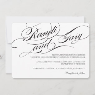 Convite para Casamento Negro e Branco