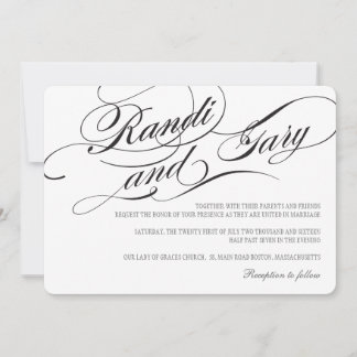 Convite para Casamento Negro e Branco