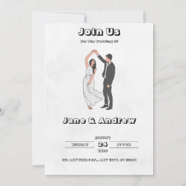 Convite para Casamento Negro e Branco