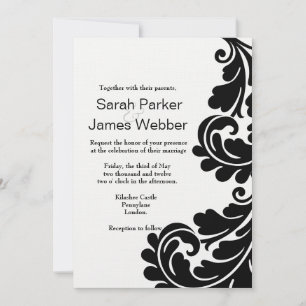 Convite para Casamento Negro e Branco