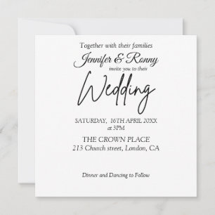 Convite para Casamento Negro e Branco Elegante