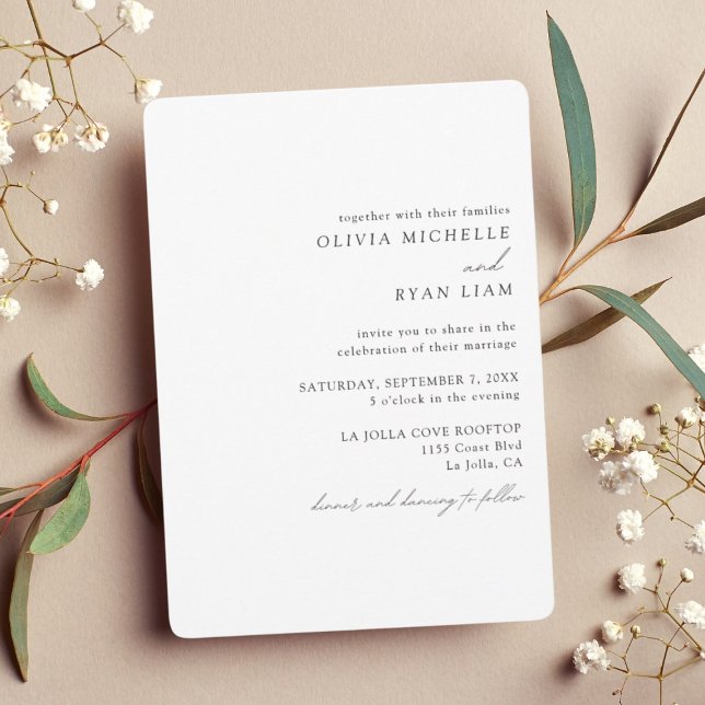 Convite para Casamento Negro e Branco Elegante (Simple Elegant Wedding Invitation)