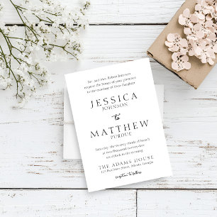 Convite para Casamento Negro e Branco Elegante