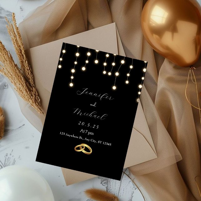 Convite para Casamento Negro e Branco Elegante (Elegant Black and White Wedding Invitation)