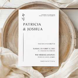 Convite para Casamento Negro e Branco Minimalista