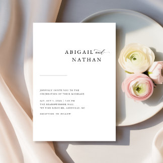 Convite para Casamento Negro e Branco Minimalista