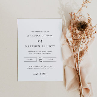 Convite para Casamento Negro e Branco Moderno